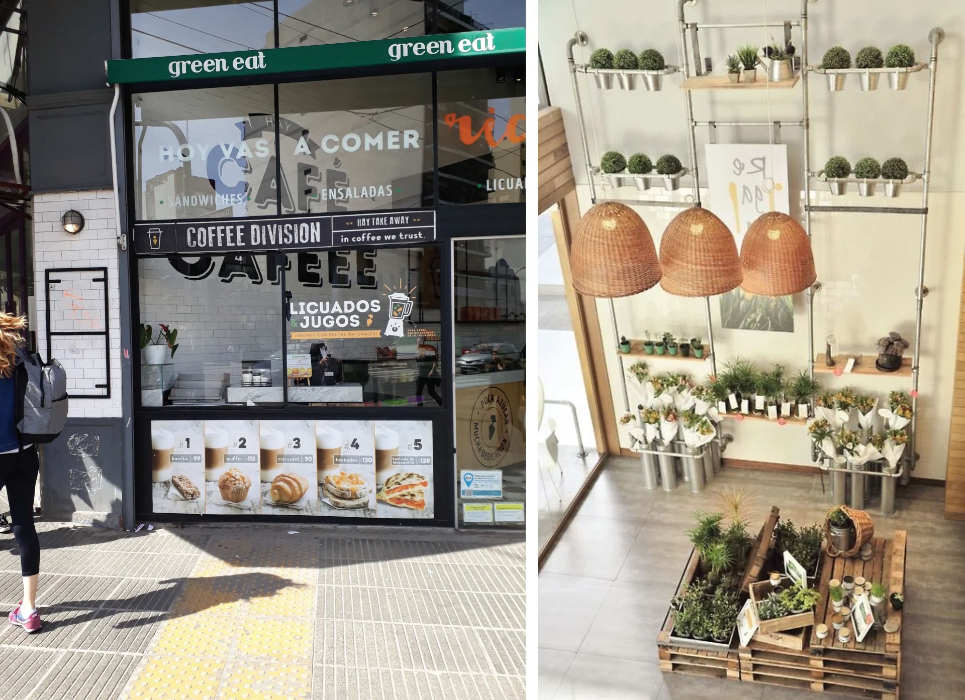 Green Eat Coffee Division exterior and plant display